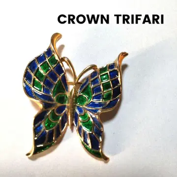 CROWN TRIFARI 에나멜 나비 브로치