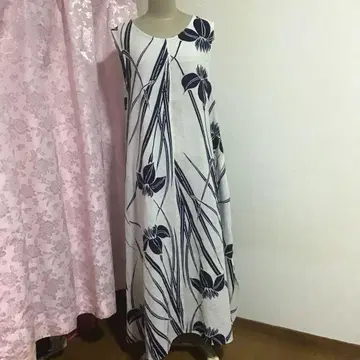 꽃무늬 슬리브리스 롱 원피스 하자품