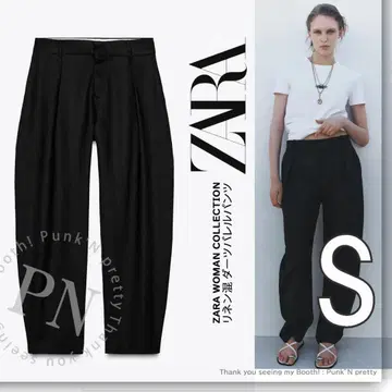 새상품 ZARA ZW COLLECTION 린넨 혼방 배럴 레그 팬츠 S