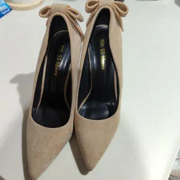 NO 55 Shoes 베이지 리본 하이힐
