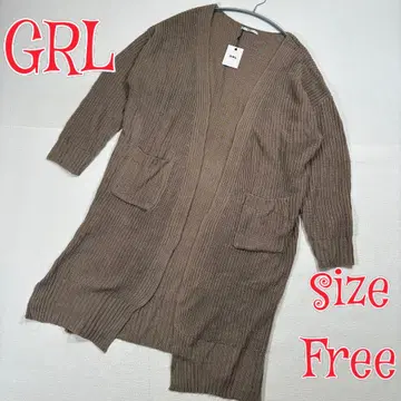 택 포함 미사용 GRL 롱 니트 가디건 베이지 FREE 그레일