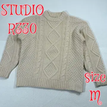 STUDIO R330 케이블 니트 스웨터 화이트 M