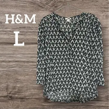 H&M 기하학 패턴 긴팔 티셔츠 L 상의