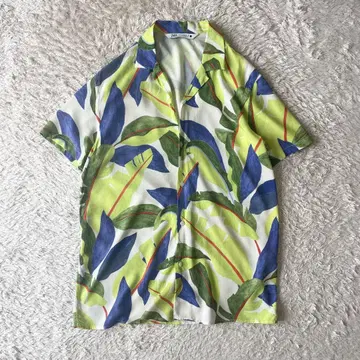 자라 ZARA 레이온 오픈 카라 셔츠 M 리프