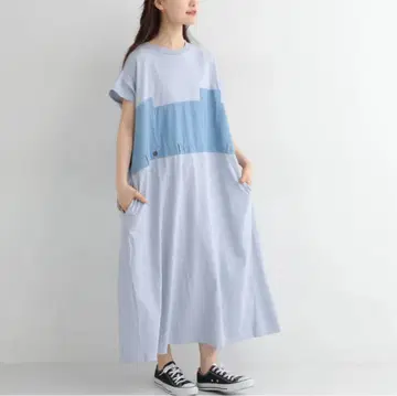 LUPILIEN 5.5OZ 데님 절개 원피스 유즈드 내추럴
