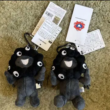 검은 먘먘 카라비너 포함 마스코트(앉기) (서기) 봉제 인형 2개 세트