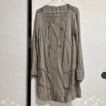 스프링 코트 캐주얼 브라운 장식 지퍼 2 포켓 하자품