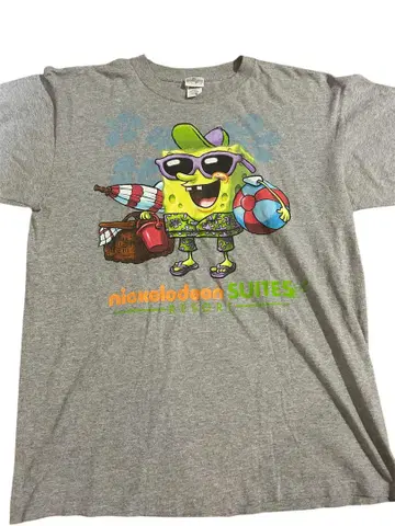 00's 스폰지밥 캐릭터 티셔츠 Y2K 애니메이션 기업 구제 빈티지