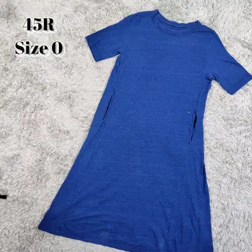 45R 인디고 롱 원피스 반팔 티셔츠 원피스 맥시 네이비 나염 A라인