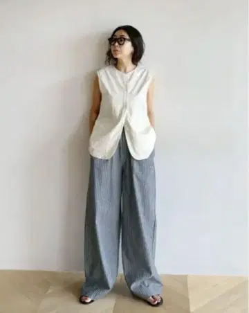 searoomlynn ECO FABRIC 스트라이프 개더 팬츠