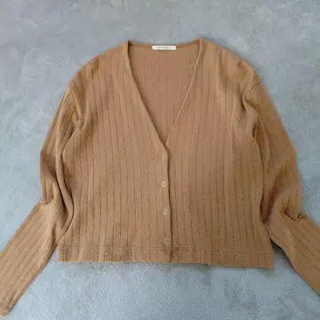 MACPHEE 베이지 V넥 리브 숏 가디건 S 겉옷