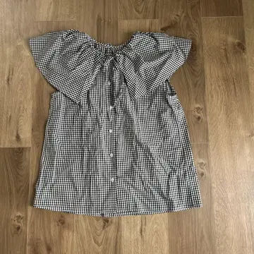 깅엄 체크 패턴 걸리시 셔츠