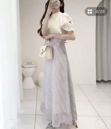 mily bilet 더블 프릴 소매 체크 레이스 원피스