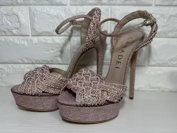 CASADEI 비쥬 장식 핑크 샌들 사이즈 37