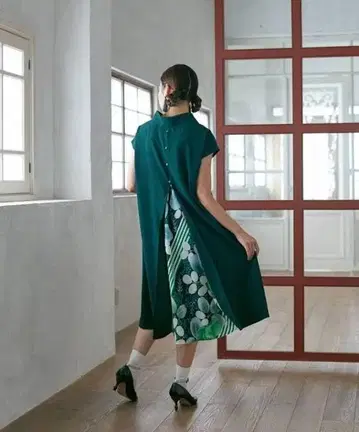 후리후 억새 팥 오픈 숄더 원피스