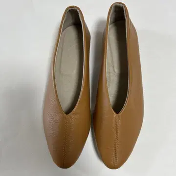 펌프스 천연 가죽 로우힐 에마 일본제 카멜 24.5cm