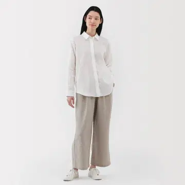 여성 린넨 워싱 이지 와이드 팬츠 여성 M 아이보리
