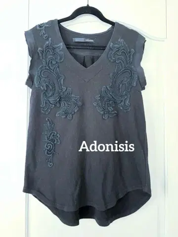 Adonisis 티셔츠 데미지 자수 블랙 F