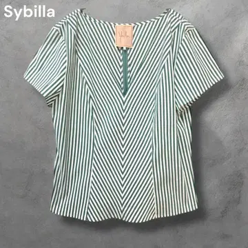 Sybilla 시빌라 스트라이프 V넥 풀오버 셔츠 반팔 레트로