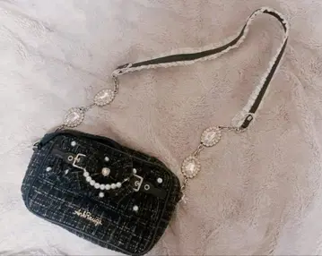 [ 익명 배송 ] Ank Rouge 앙크루즈 트위드 프릴 Bag 블랙