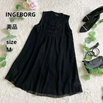 [새상품급] 잉게보르그 튜닉 원피스 시어 쉬폰 M 블랙
