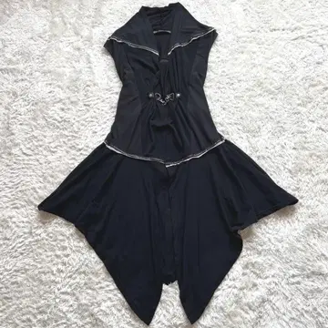 Ozz Croce 등 레이스업 튤 절개 롱베스트 블랙