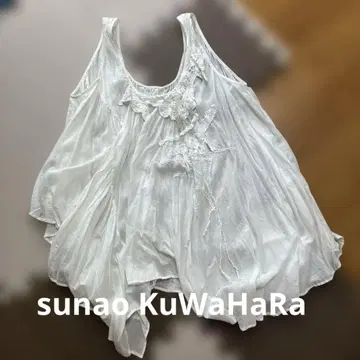 여성용 스나오 쿠와하라 화이트 레이스 튜닉