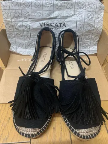 VISCATA 프린지 블랙 에스파드리유