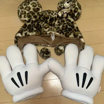 미키마우스 레오파드 무늬 후드 미키 핸드
