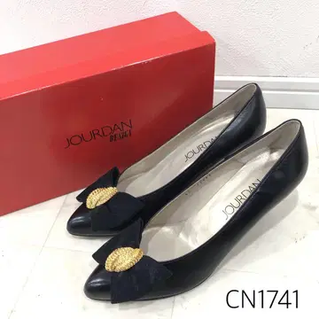 JORDAN DESIGN 리본 아몬드 토 미들힐 펌프스 블랙