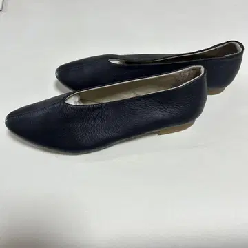 펌프스 천연 가죽 로우 힐 에마 일본제 네이비 블루 24cm 밑창 러버
