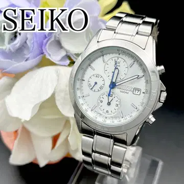 작동 손목시계 SEIKO 세이코 크로노그래프 남성용 실버 H40