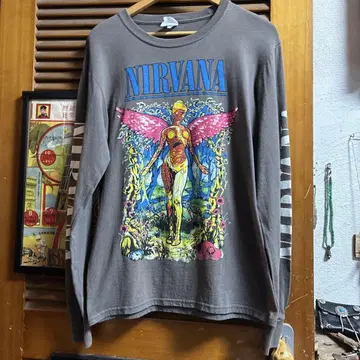 NIRVANA 그래픽 프린트 긴팔 티셔츠 XL