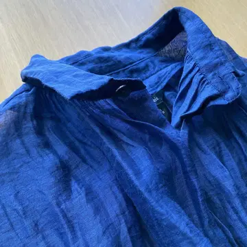 파드칼레 시어 셔츠 린넨 빅 실루엣 파랑 카슈쿨