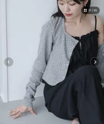 kastane [ 4색 전개 ] 미니 꽃무늬 스퀘어 써멀 가디건