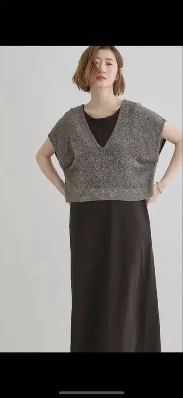 그로브 라메 베스트 메 니트 원피스 SET