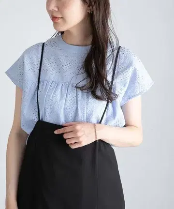 Sonny Label 밴드 칼라 코튼 레이스 셔츠 색스