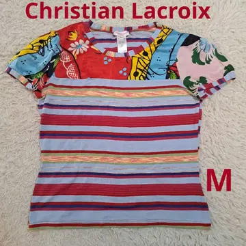 Christian Lacroix 실크 혼방 컬러풀 스트라이프 반팔 M