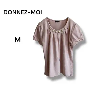 DONNEZ-MOI 펄 장식 반팔 티셔츠 M 사이즈 핑크 여성용