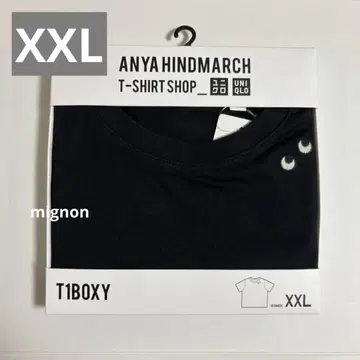 새상품 유니클로 x 아냐 힌드마치 박시 티셔츠 XXL 블랙
