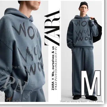 ZARA x We, ourselves & us 텍스트 프린트 후디 M