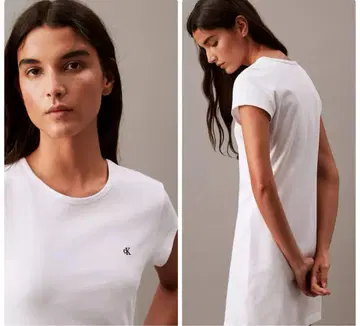 미사용 새상품 Calvin Klein 로고 T셔츠 원피스 화이트