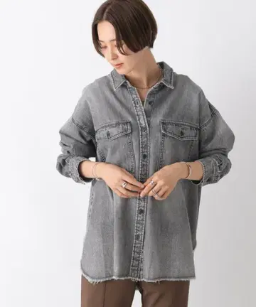 렙심 물결 블리치 데님 BIG 셔츠