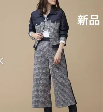 새상품 잉게보그 린턴 프린트 데님 콤비 크롭 팬츠