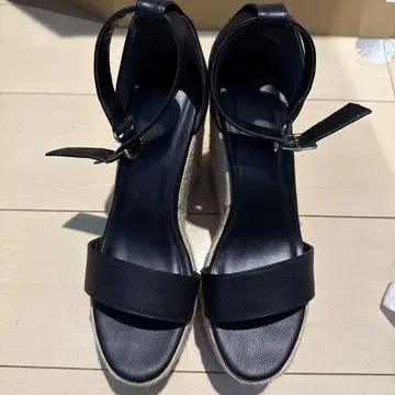 블랙 웨지 샌들 에스파드리유풍