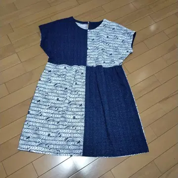 유카타 리메이크 네이비와 화이트의 잠자리 무늬 튜닉