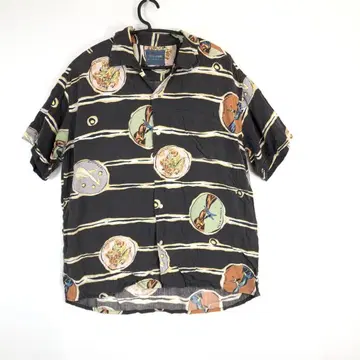90s 테토옴 KATOH KAZUTAKA 반팔 오픈 카라 셔츠