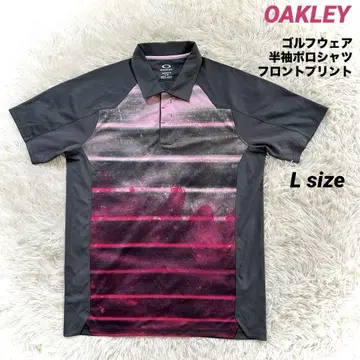 OAKLEY 골프웨어 반팔 피케 셔츠 프론트 프린트 그레이 L