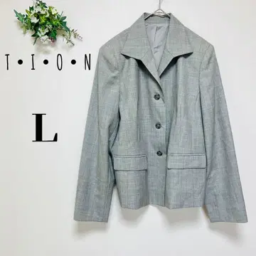 새상품 T I O N 여성용 (3L) 테일러드 재킷 체크 울
