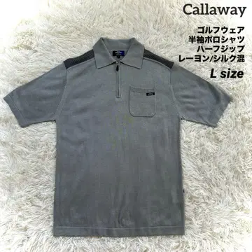 Callaway 골프웨어 반팔 피케 셔츠 하프 지퍼 그레이 L